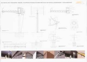 Brücken über die Zäsuren in der Landschaft schlagen. Gestaltung des Eingangsbereichs zum Erholungspark Arkenberge, Berlin-Pankow Schinkelwettbewerb 1999: Details 1:25, 1:10, Modellsimulationen
