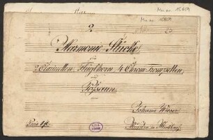 2 Harmonie-Stücke - BSB Mus.ms. 15659 : für 2 Clarinetten, Flügelhorn, 4 chrom. Trompetten und Posaun