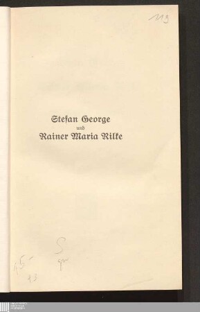 Stefan George und Rainer Maria Rilke