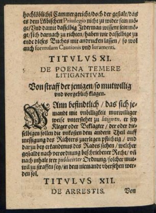 Titulus XI. De Poena Temere Litigantium.