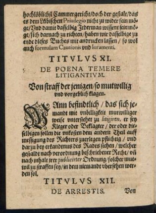 Titulus XI. De Poena Temere Litigantium.