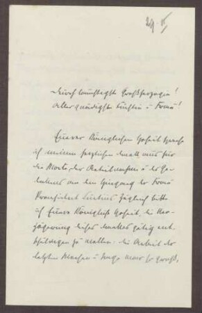 Schreiben von Otto Frommel an die Großherzogin Luise; Arbeitsintensivität der Gegenwart; Anteilnahme am Tod von Luise Curtius