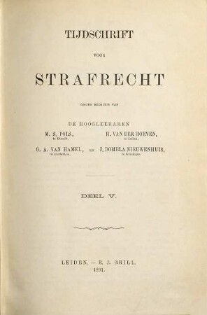 Tijdschrift voor strafrecht. 5. 1891