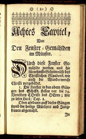 Achtes Capitel, Von Den Fenster-Gemählden im Münster.