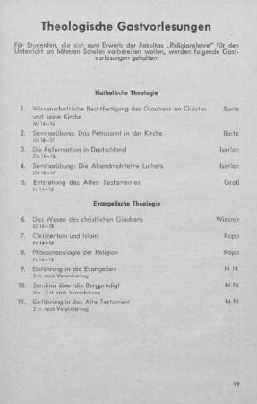 Theologische Gastvorlesungen