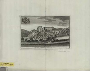 Ansicht des Chateau de Moisnil in Maizeret , Belgien, Kupferstich, um 1720 : Vue de Chateau de Moisnil sur meuse / Rem. le Loup fecit. - [S.l.] , [ca. 1720]. - 1 Kunstbl. : Kupferst. ; 21 x 13 cm
