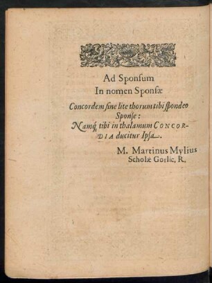Ad Sponsum In nomen Sponsae