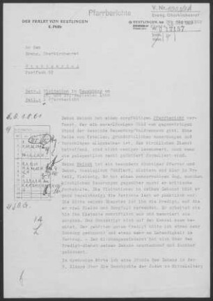 Neuenbürg: Visitationsbericht mit Pfarrbericht 1960