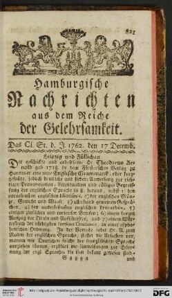 Das CI. St. - Das CV. St. (den 17. Decemb. - den 31 Decemb.)