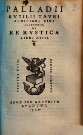 Palladii Rutilii Tauri Aemiliani De re rustica : libri 14