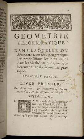 Geometrie Theori-Pratique. Livre Premier - II.