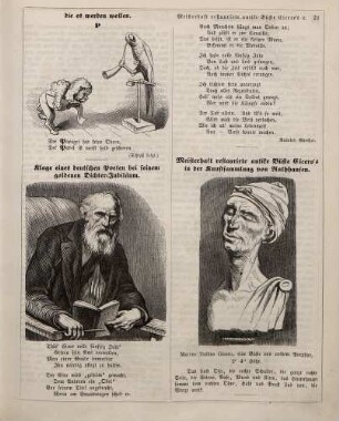 "Naturgeschichtliches Alphabet für größere Kinder und solche, die es werden wollen" "Klage eines deutschen Poeten bei seinem goldenen Dichter-Jubiläum" "Meisterhaft restaurirte antike Büste Cicero's in der Kunstsammlung von Rathhausen"