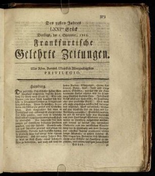 LXXItes Stück Dienstags, den 6. September, 1768. - LXXXtes Stück Freytags, den 7. October, 1768.