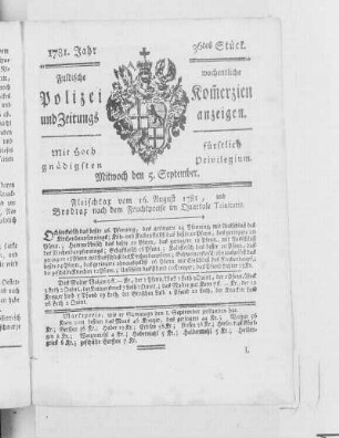 36tes Stück., Ausgabe vom 5. September 1781