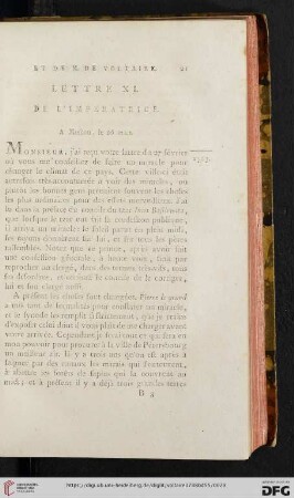 (Lettre XI - XX)