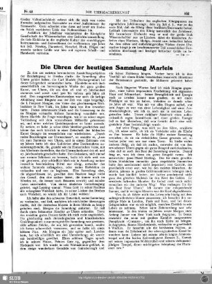 Die Uhren der heutigen Sammlung Marfels