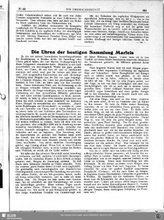 Die Uhren der heutigen Sammlung Marfels
