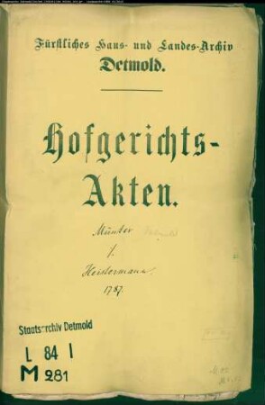 Münter, Philippine Amalie zu Detmold gegen Kriminalrat Heistermann - Schuldforderung