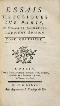 Essais historiques sur Paris de monsieur de Saintfoix, 4