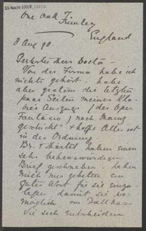 Brief an B. Schott's Söhne : 08.08.1898