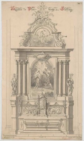 Müller, Josef Anton; Floßing; Pfarrkirche - Hochaltar (Ansicht)