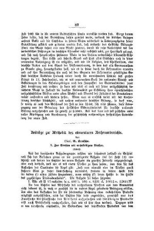 Beiträge zur Methodik des elementaren Rechenunterrichts : (Schluß)