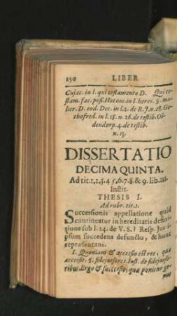 Dissertatio Decima Quinta.