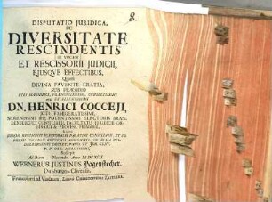 Disputatio Iuridica, De Diversitate Rescindentis [ut vocant] Et Rescissorii Iudicii, Eiusque Effectibus
