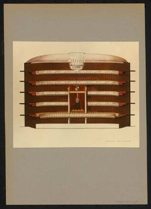 Nationaltheater, München Wiederaufbau: Querschnitt AnsichtKönigsloge / Variante d