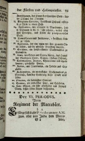 Der VI. Periodus. Vom Regiment der Maccabäer.