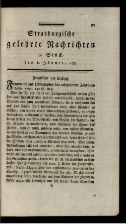 3. Stück, den 8. Jänner, 1783.