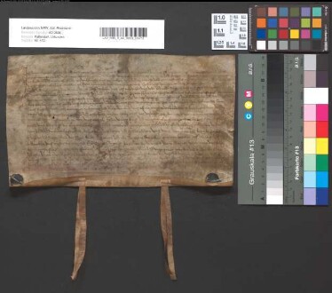 Johann Meus, Pilinxs Sohn, und seine Frau Hill Jamers verkaufen ihre Erbpachtgerechtigkeit am Eycker Hof, am Raerbruch in der Herrschaft Milendonck gelegen, den Johanns Eltern von Derich Moiter (?) und Elisabeth van der Schuren, Eheleuten, in Erbpacht genommen hatten, für 225 Gulden an Hinrich zu Lorep und Ailheit, seine Frau. Siegler: Vinzenz von Kessel und Hinrich von S ...