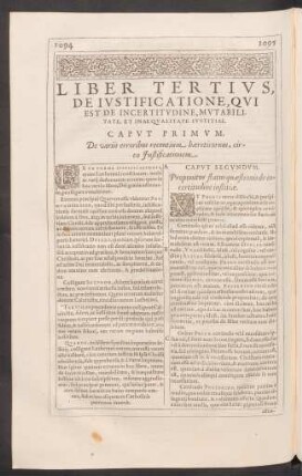 Liber Tertius, De Iustificatione, Qui Est De Incertitudine, Mutabilitate, Et Inaequalitate Iustitiae.