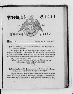 Num. 17., Ausgabe vom 3. Oktober 1815