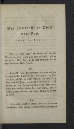Der Newtonischen Optik erstes Buch. Zweyter Theil.