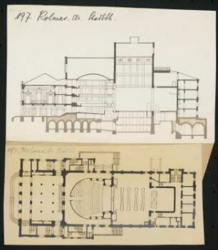 Stadttheater, Kolmar: Grundriss und Längsschnitt