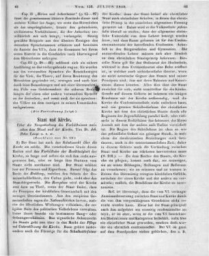 Lange, J. P.: Ueber die Neugestaltung des Verhältnisses zwischen dem Staat und der Kirche. Heidelberg: Winter 1848 (Beschluss von Nr. 151)