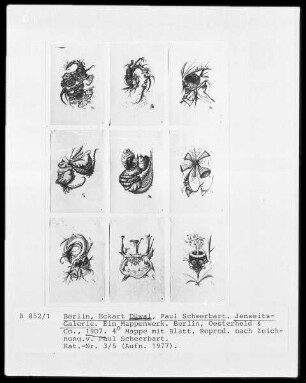 Blatt mit Zeichnungen aus der Mappe "Jenseitsgalerie"