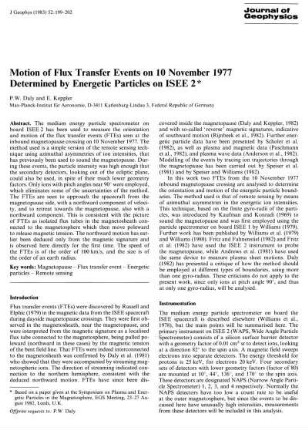 Motion of flux transfer events on 10 November 1977 determined by energetic particles on ISEE 2