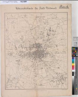 Dortmund (Dortmund) Stadtplan 2.H. 19.Jh. 1 : 10 000 80 x 64 Druck Regierung Arnsberg
