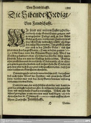 Die Sibende Predigt, Von Feindschafft : Sibende Predigt, Von Feindschafft
