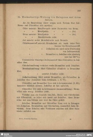 11. Wechselseitige Wirkung von Halogenen und deren Salzen