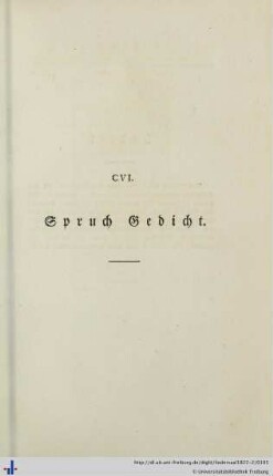 CVI Spruch Gedicht - CX. Spruch Gedicht.