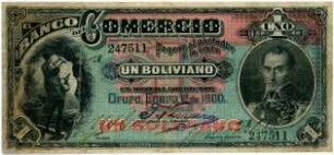 Geldschein, 1 Boliviano, 1.1.1900