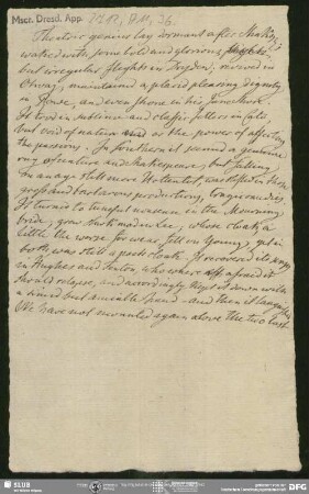 Notiz von August Wilhelm von Schlegel, o.O., ohne Datumsangabe
