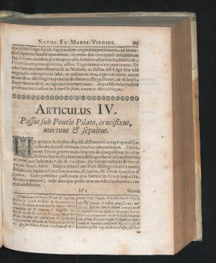 Articulus IV. Passus sub Pontio Pilato, crucifixus, mortuus & sepultus