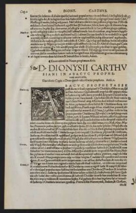 D. Dionysii Carthusiani In Abacuc Prophetam enarratio.