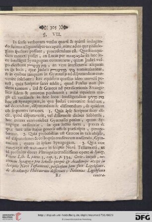 §VII: Inquiritur, quid hic per Synagogam fit intelligendum […]