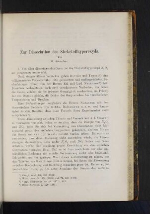 Zur Dissociation des Stickstoffperoxyds.