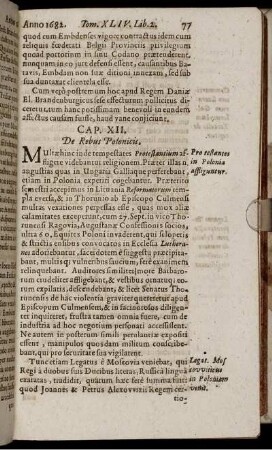 Cap. XII. De Rebus Polonicis
